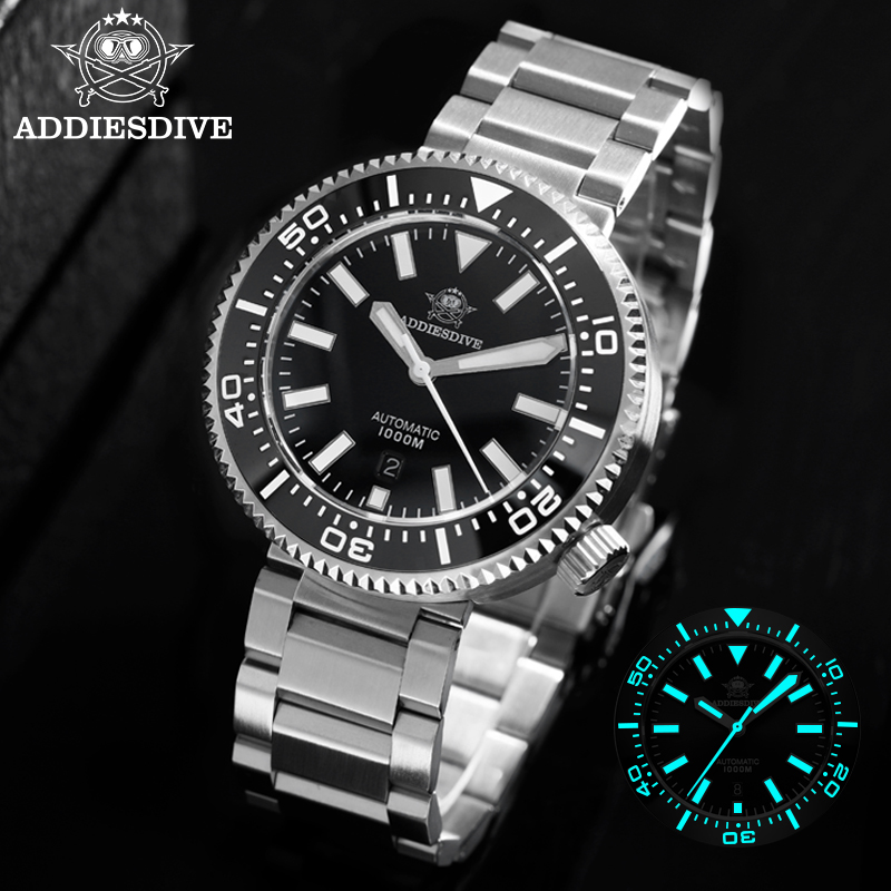 Seiko Watch 5 Sports - ADDIESDIVE นาฬิกาสุดหรูของผู้ชาย 1000 ม. นาฬิกาดำน้ำกันน้ำกระจกแซฟไฟร์เรืองแสงเรโลจ ฮอมเบอร์นาฬิกากลไกอัตโนมัติ