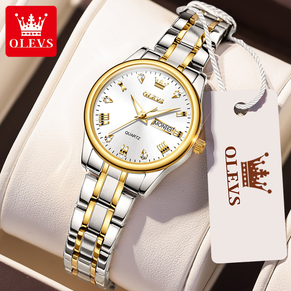 Stainless Bracelet Diver - OLEVS 5563นาฬิกาควอตซ์ผู้หญิงแฟชั่นใหม่กันน้ำหรูหราคลาสสิกนาฬิกาสายสแตนเลสนาฬิกาข้อมือผู้หญิง