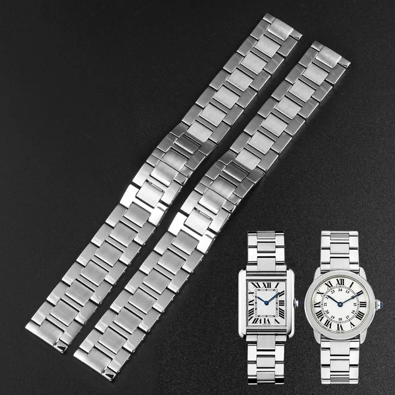 Cartier Watch Tank - สายนาฬิกาเหล็กสำหรับนาฬิกา Cartier Tank Solo Ronde Series