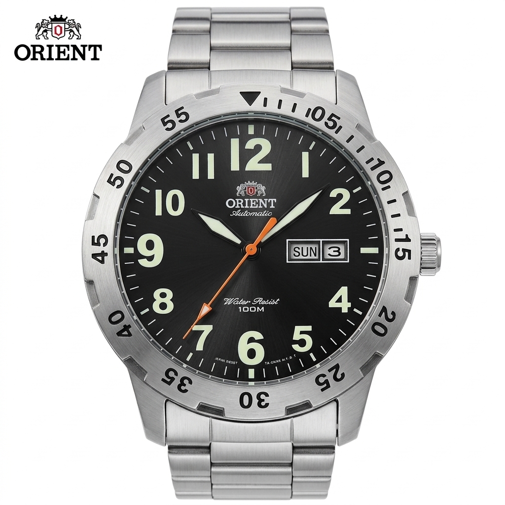 Seiko Watch Presage - โอเรียนท์นาฬิกาข้อมืออัตโนมัติสไตล์ญี่ปุ่นสำหรับผู้ชาย กันน้ำได้ 100 เมตร แสดงวันและวันที่แบบคู่ นาฬิกาสปอร์ตสแตนเลสสตีลเรืองแสง