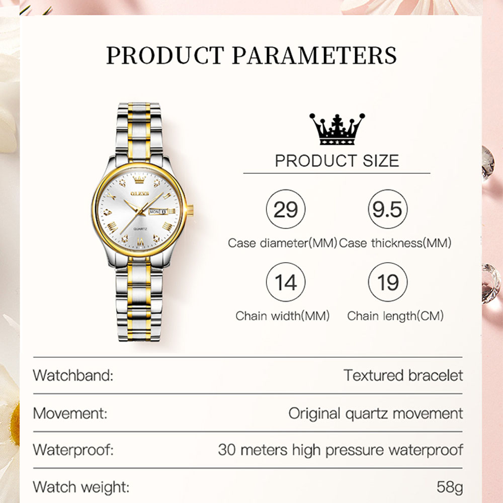 OLEVS 5563นาฬิกาควอตซ์ผู้หญิงแ - Stainless Bracelet Diver บทวิจารณ์และราคา