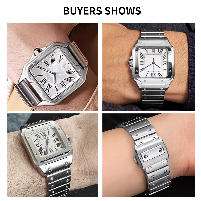 สายนาฬิกาสแตนเลสผู้ชายเหมาะสำห - Cartier Watch Santos บทวิจารณ์และราคา