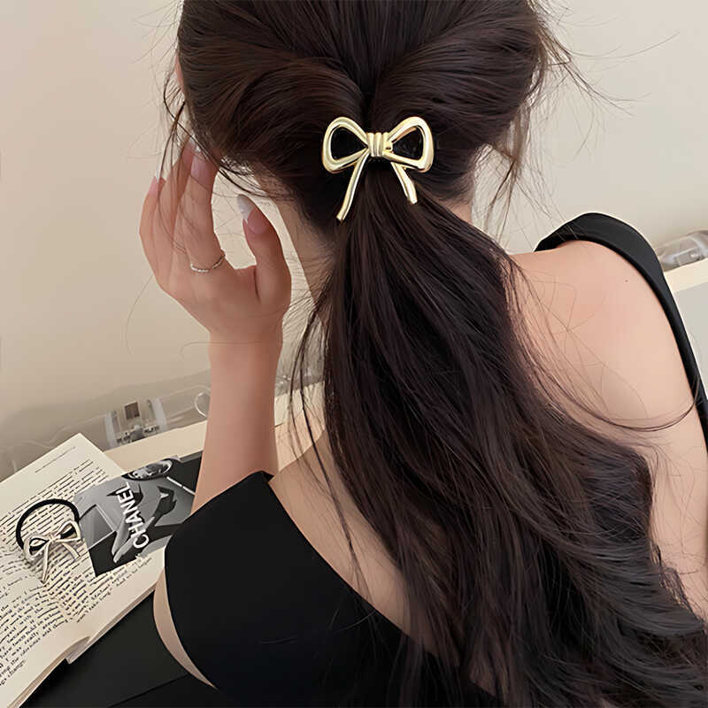 เกาหลีประณีตโลหะโบว์เชือกผมสํา - Silicone Band Women บทวิจารณ์และราคา