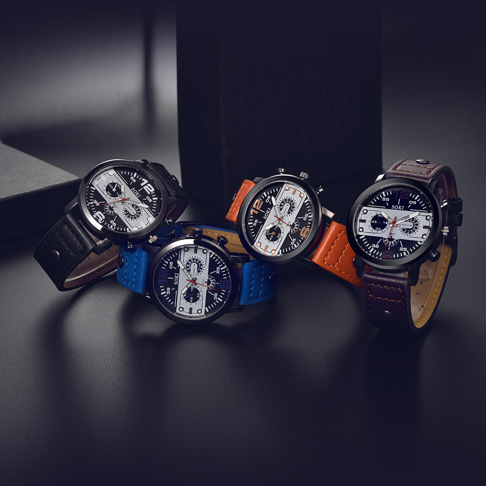 นาฬิกาข้อมือผู้ชายดีไซน์ทันสมั - Leather Watch Band Men บทวิจารณ์และราคา
