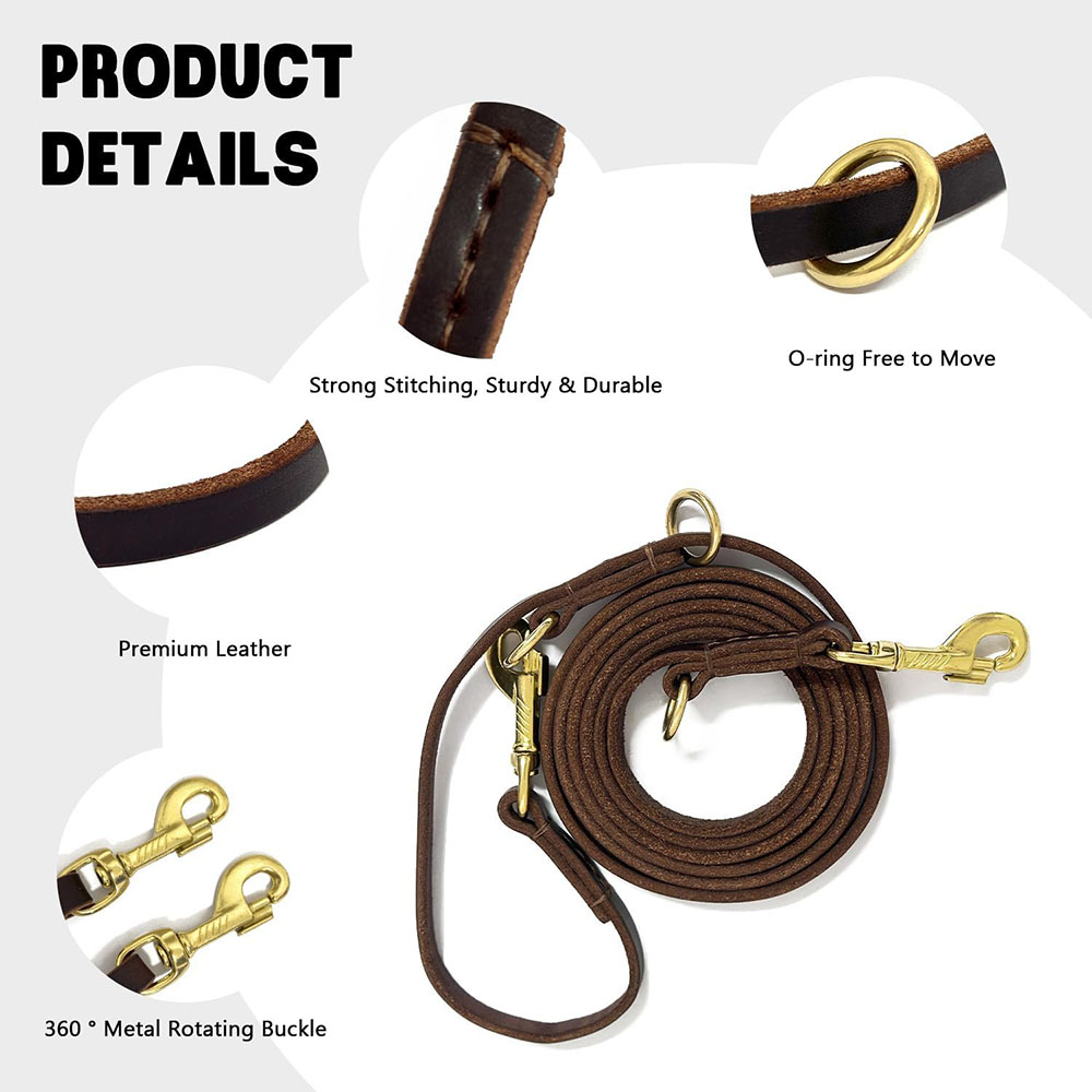 สายจูงสุนัขหนังแท้แบบมัลติฟังก - Leather Strap Quick Release บทวิจารณ์และราคา