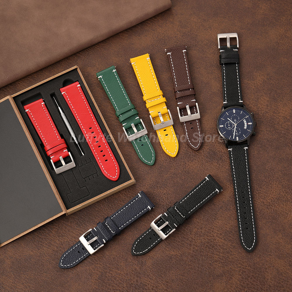 สายนาฬิกาลายลิ้นจี่สองด้าน ขนา - Leather Strap Quick Release บทวิจารณ์และราคา