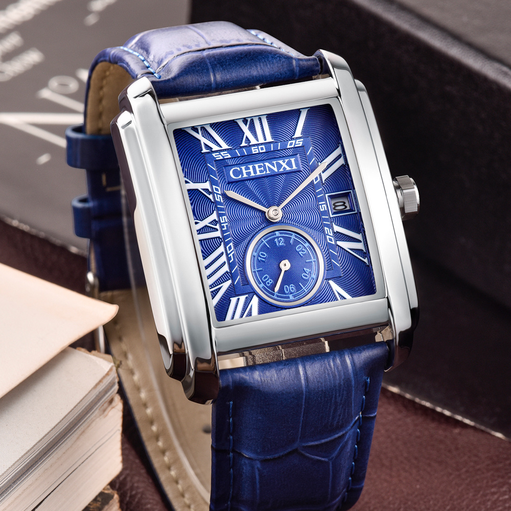 CHENXI 8216 แฟชั่นคลาสสิกสแควร - Leather Watch Band Men บทวิจารณ์และราคา