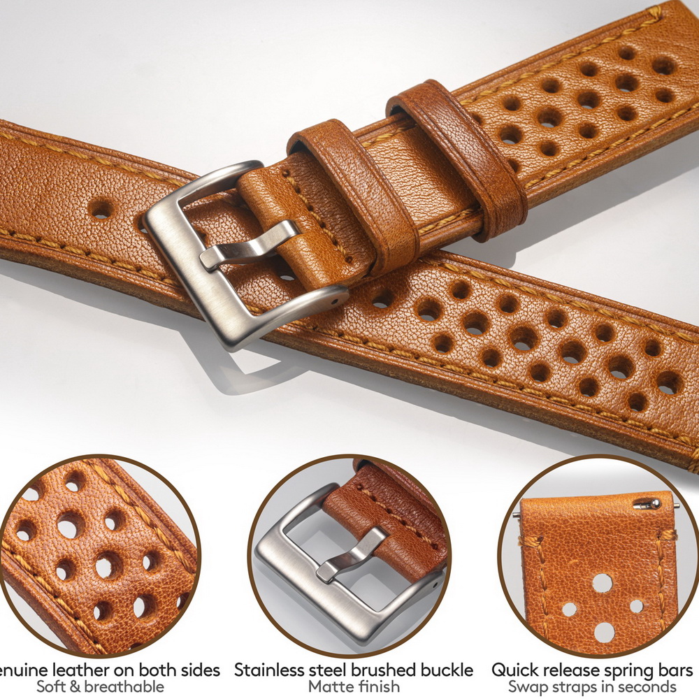 Hemsut Cowhide นาฬิกา QUICK RE - Leather Strap Quick Release บทวิจารณ์และราคา