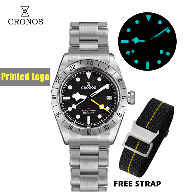 Cronos NH34วินเทจ GMT 39mm, นา - Tropic Strap Vintage บทวิจารณ์และราคา